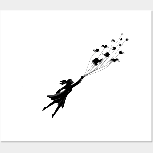 The flying girl with her books Wall Art by vuminhvuong